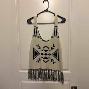 Black and White Fringe Tank Top